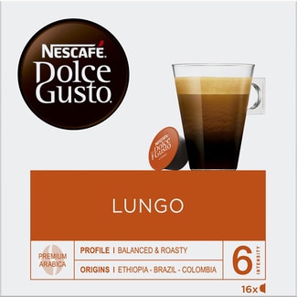 NESCAFE DOLCE GUSTO Arabica-Kaffee Lungo aus Äthiopien, Brasilien und Kolumbien Intensität 6 Karton 16 Kapseln