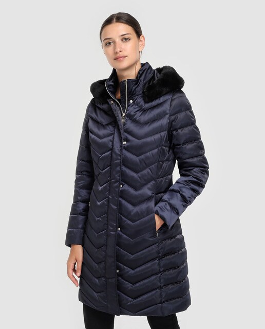Plumífero Capucha Geox Desmontable Con · Largo Moda De Mujer rwqzgr6S