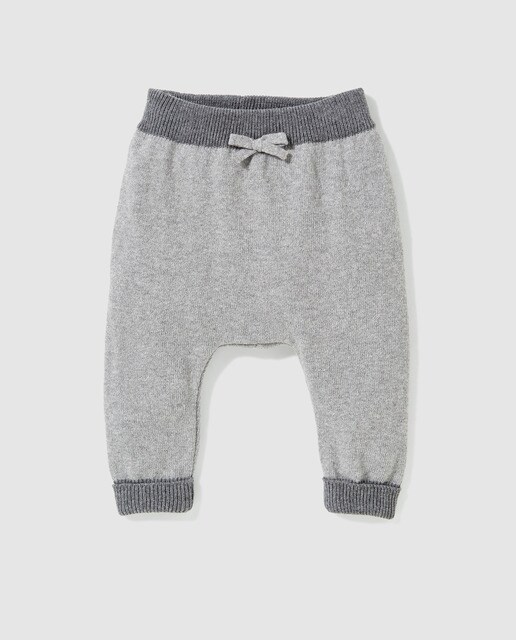 Calças de tricot de Recém-nascido Brotes cinzentas