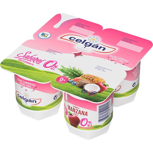 Comprar Yogur Desnatado 0% M.g. Sabor Manzana Sin Gluten Pack 4 ...