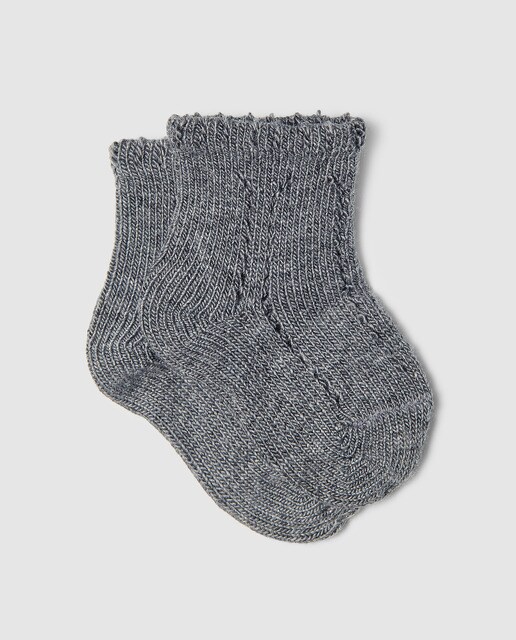 Calcetín calado de bebé Condor en gris oscuro