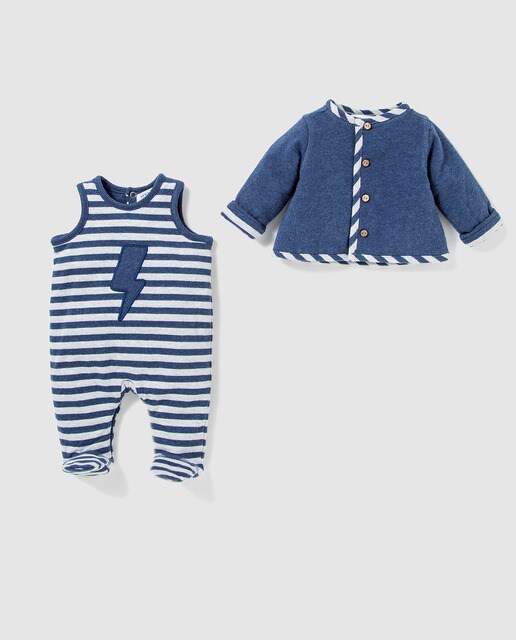 Conjunto de Recém-nascido Brotes babygrow + casaco azuis