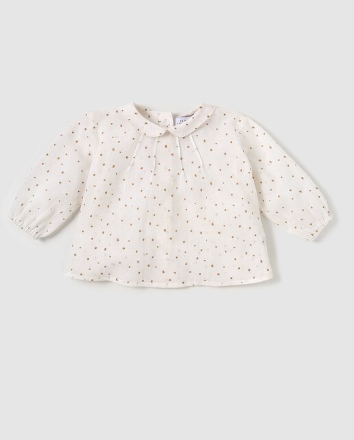 Blusa de bebé Brotes branca estampada