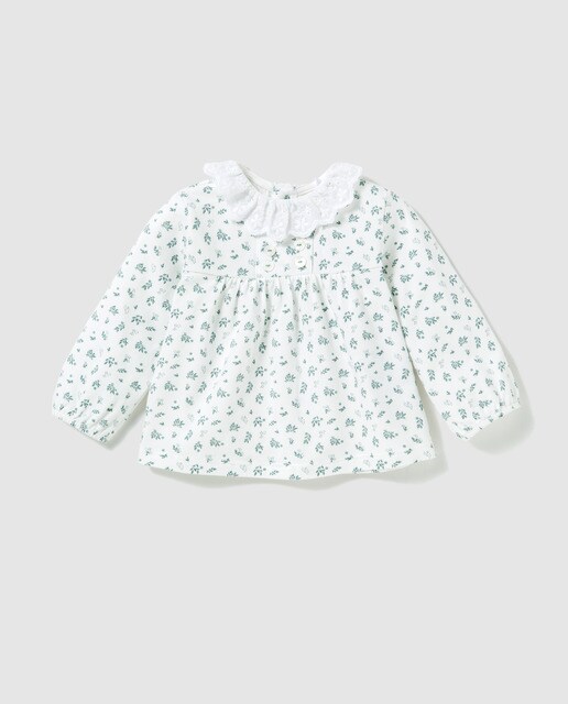 Blusa de bebé menina Dulces com estampado às flores