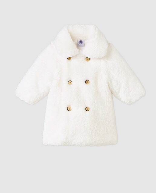 Casaco de pêlo de bebé Petit Bateau branco