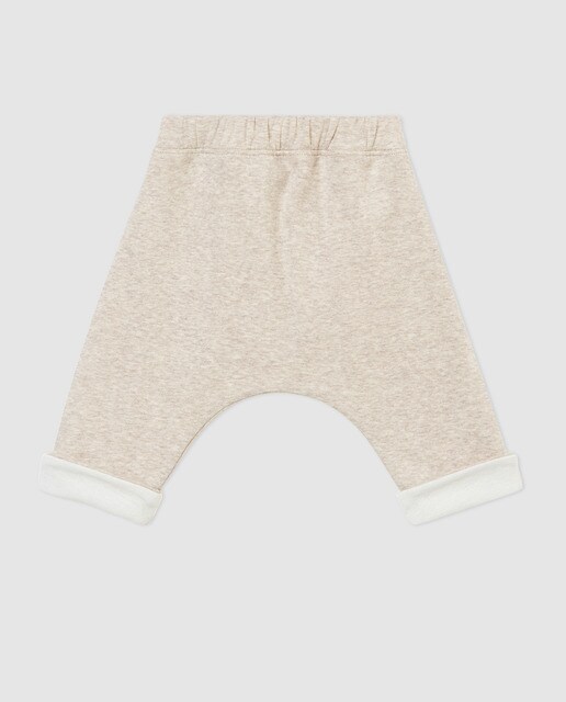 Calças de bebé Petit Bateau bege com dobra