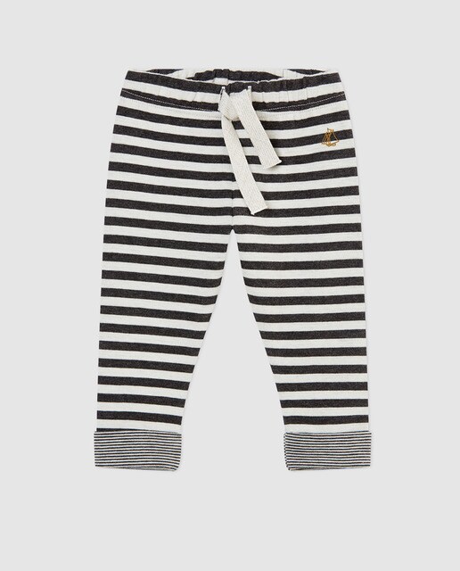 Calças de bebé Petit Bateau às riscas cinzentas