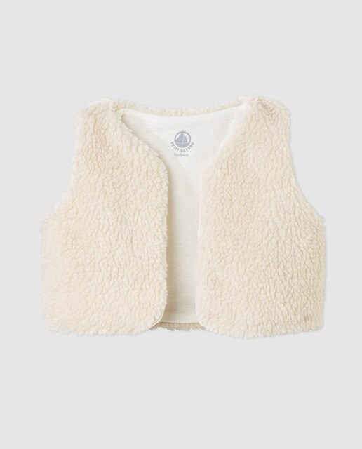 Colete de pêlo de borrego de bebé Petit Bateau cru