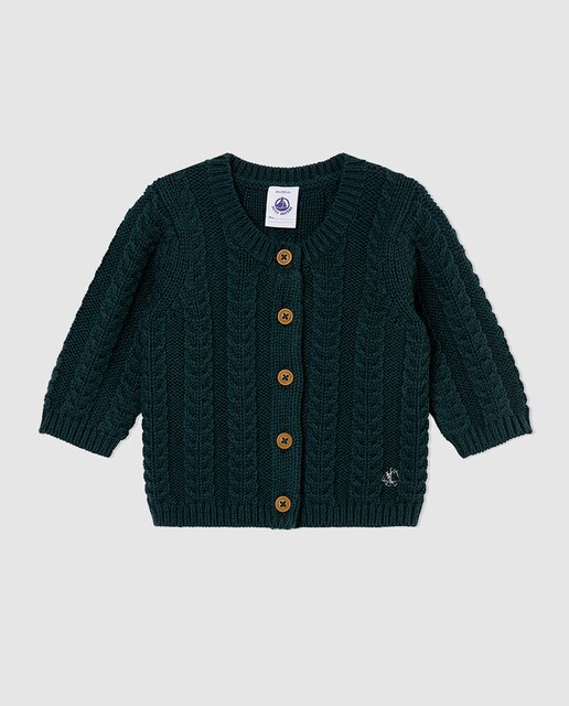 Casaco de bebé Petit Bateau verde com botões