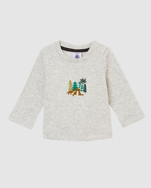 T-shirt de bebé menino Petit Bateau em cinzento com estampado