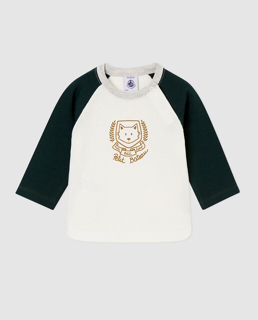 T-shirt de bebé menino Petit Bateau bicolor com estampado