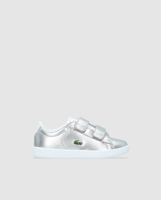 lacoste silver trainers