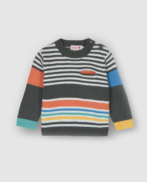 Camisola de malha de bebé Boboli às riscas multicolor