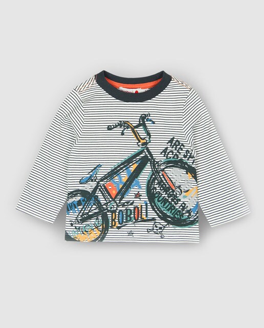 T-shirt de bebé menino Boboli às riscas com bicicleta