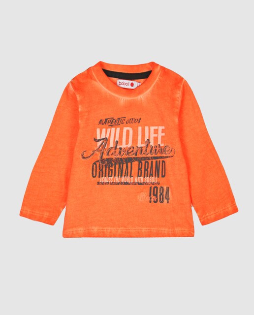 T-shirt de bebé menino Boboli em laranja com estampado