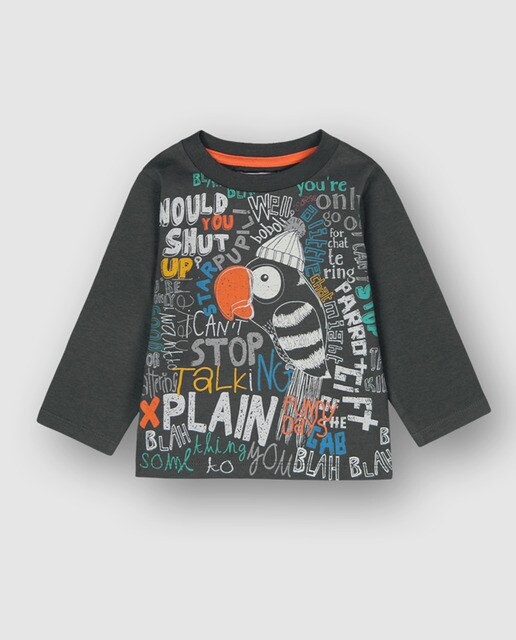 T-shirt de bebé menino Boboli cinzenta com estampado multicolor