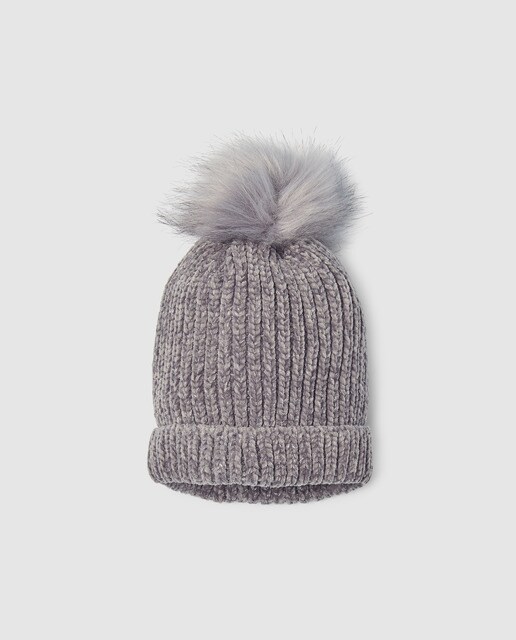 Gorro Belle&Rebel cinzento com pompom