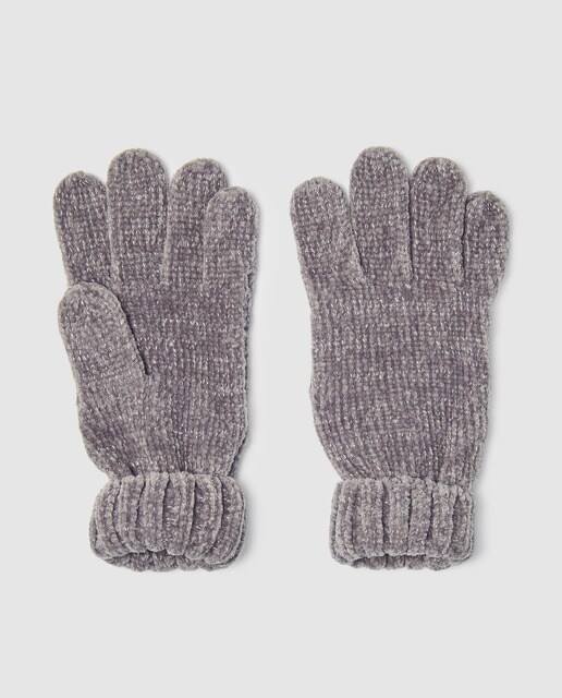 Luvas de malha Belle&Rebel cinzentas com fio metalizado
