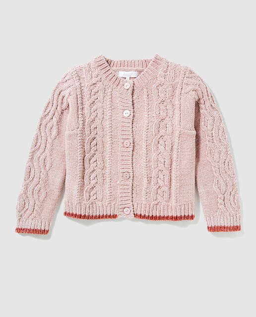 Casaco com malha do cabo de menina Bass 10 rosa