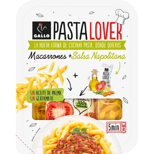 Pasta Lover macarrones + salsa napolitana en 5 minutos para microondas