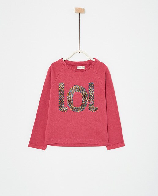 Sweatshirt de menina Sfera fúcsia com lantejoulas