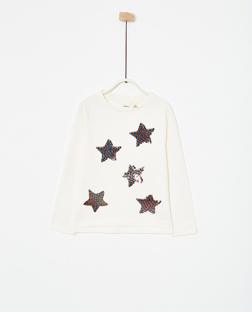 Sweatshirt de menina Sfera branca com estrelas