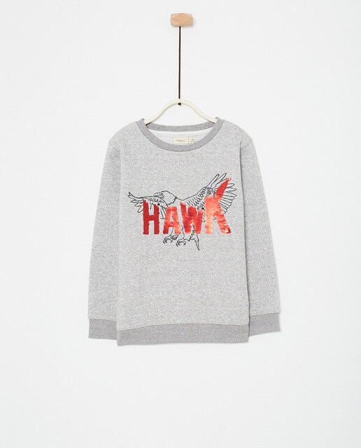 Sweatshirt de menino Sfera cinzenta com lantejoulas