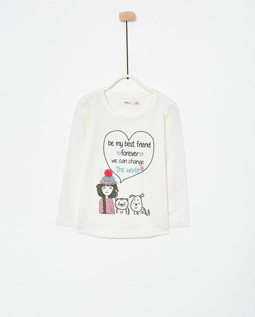 T-shirt de menina Sfera branca com coração