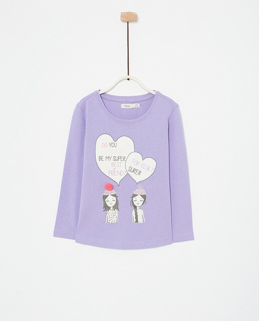 T-shirt de menina Sfera roxa com corações