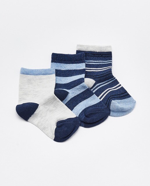 Pack de meias de bebé menino Sfera às riscas azuis