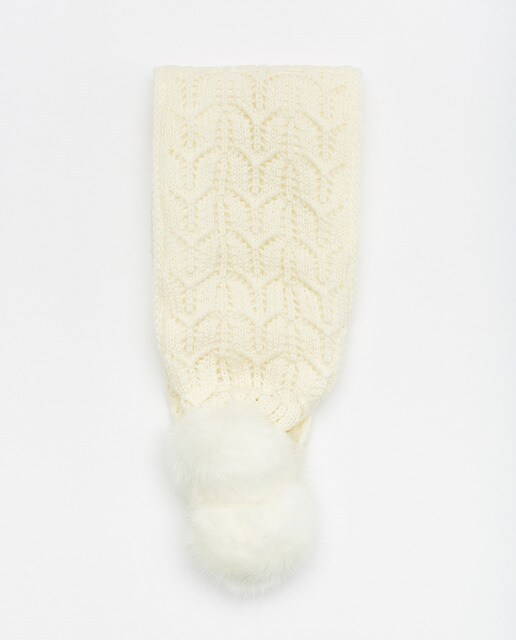 Cachecol de bebé menina Sfera cru com pompons