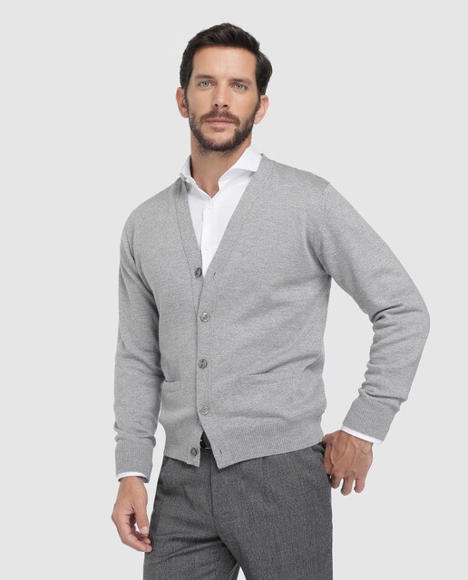 mens grey wool cardigan