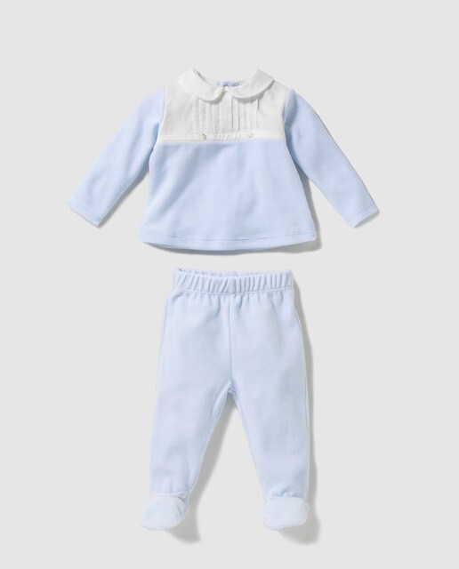 Conjunto de veludo de bebé menino Dulces azul