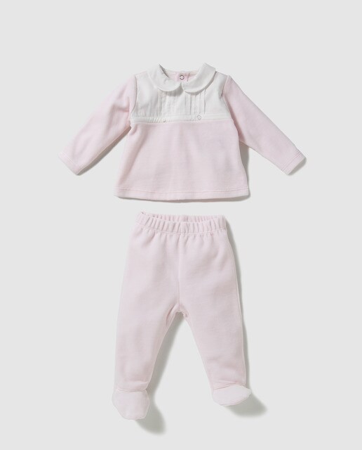 Conjunto de veludo de bebé menina Dulces rosa