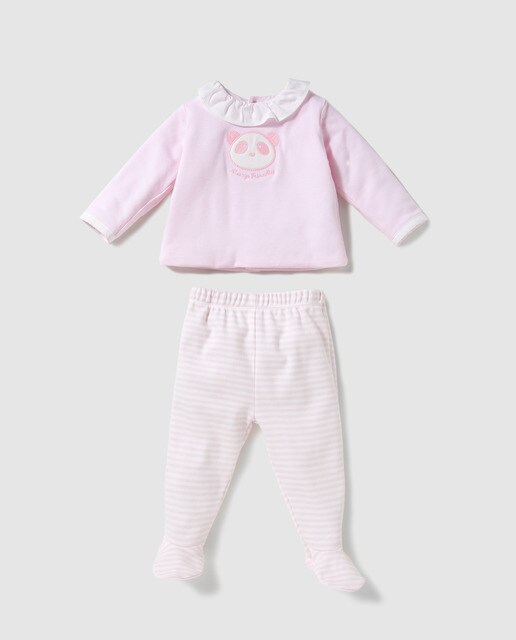 Conjunto de bebé menina Dulces rosa com urso