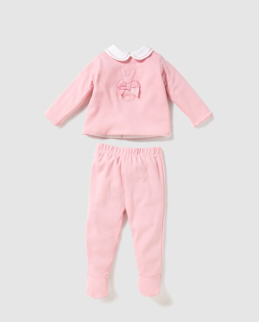 Conjunto de bebé menina Dulces rosa com laços