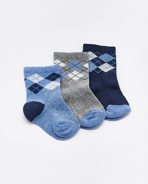 Pack de meias de bebé menino Sfera de losangos azuis