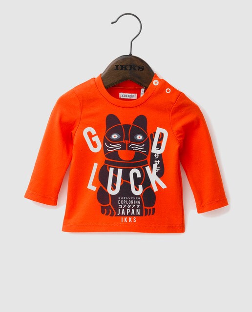 T-shirt de bebé menino IKKS laranja com estampado