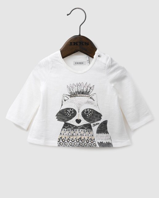 T-shirt de bebé menino IKKS branca com estampado