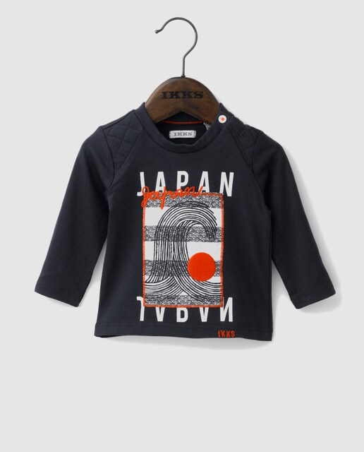 T-shirt de bebé menino Gocco em azul com estampado