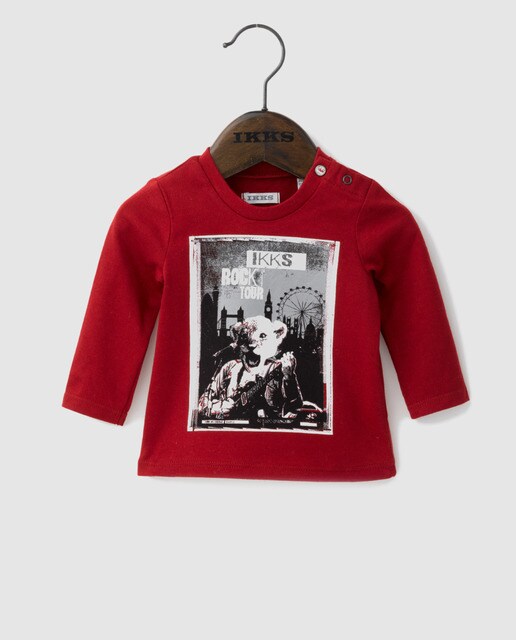 T-shirt de bebé menino IKKS em vermelho com print