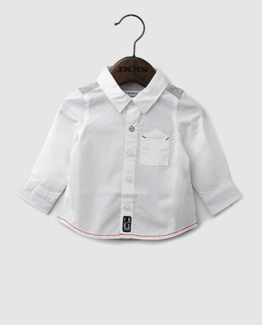 Camisa de bebé menino IKKS branca com bolso