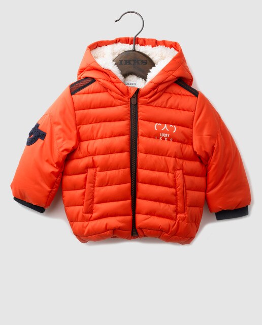 Blusão de bebé menino IKKS laranja com capuz
