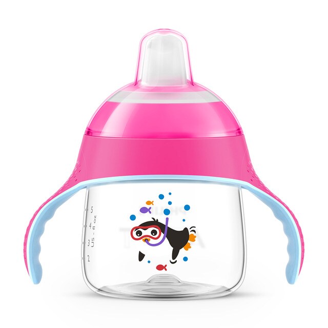 Vaso Philips Avent Pingüino con Boquilla blanda rosa