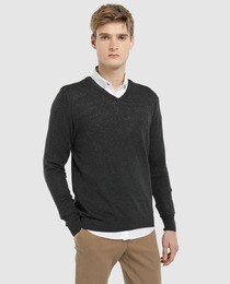 grey v neck sweater mens