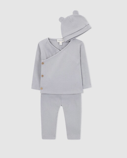 Conjunto de bebé menino Gocco cinzento