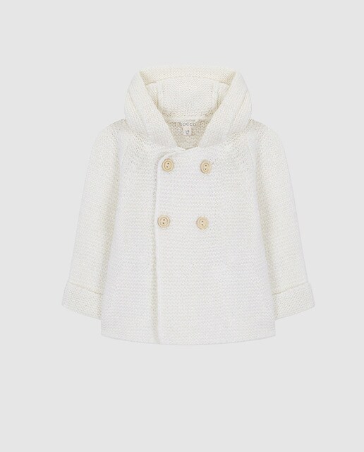 Sobretudo de bebé Gocco em tricot branco