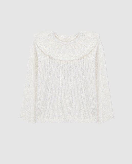 Camisola de malha de bebé Gocco branca com folho