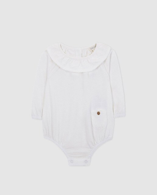 Babygrow de bebé Gocco branco com folho