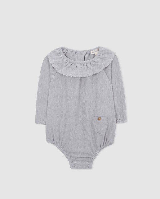 Babygrow de bebé Gocco cinzento com folho